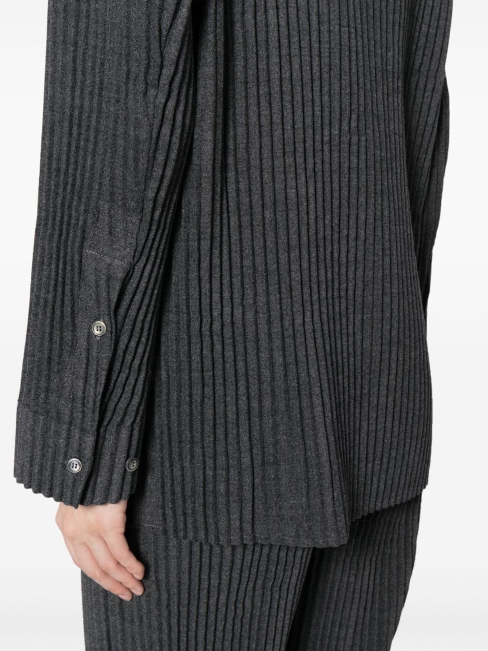 Shop Jnby Pleated Button-up Shirt In Grey