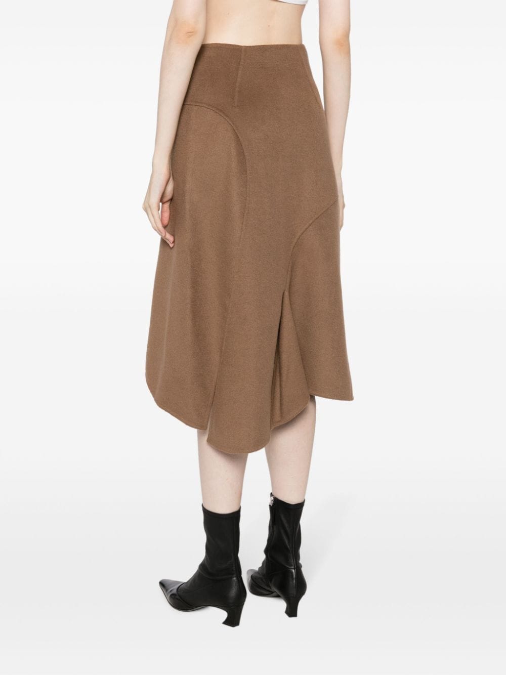 Shop Jnby High-waisted Asymmetric Skirt In Brown