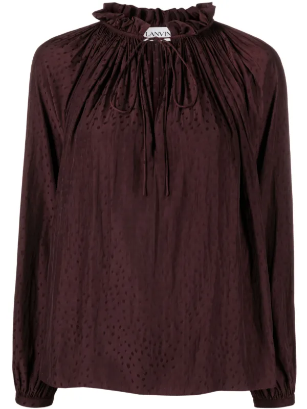 Lanvin Ruffle-detailed Flared Blouse in Brown