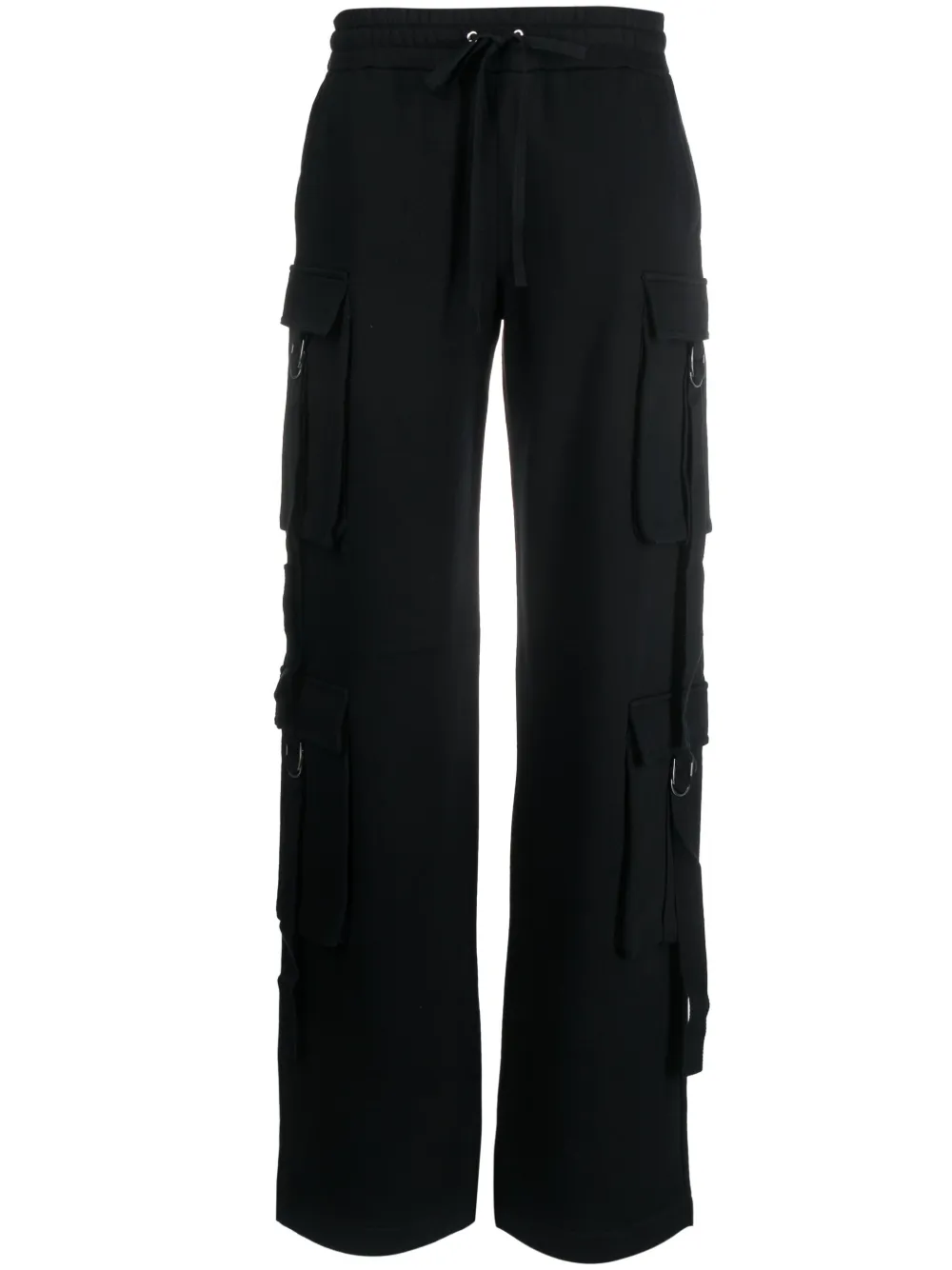 Blumarine Drawstring-waist Cotton Cargo Trousers In Schwarz