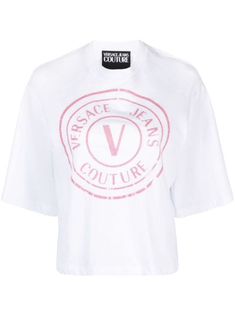 Versace Jeans Couture glittered logo-print cotton T-shirt 