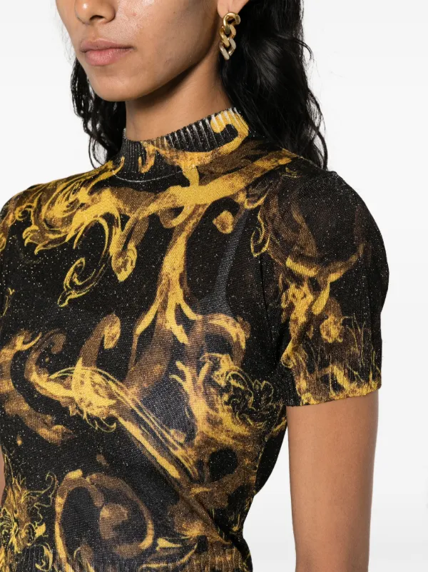 Versace Jeans Couture バロッコプリント ニットトップ | ブラック