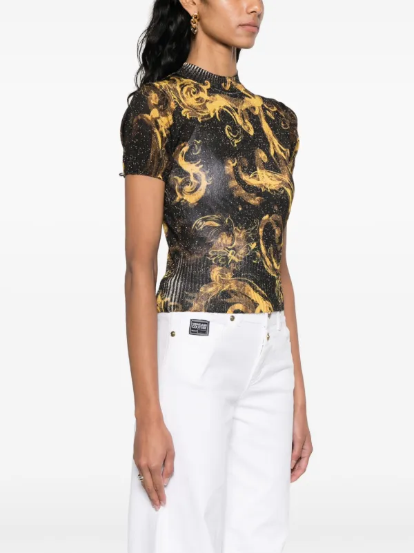 Versace Jeans Couture バロッコプリント ニットトップ | ブラック