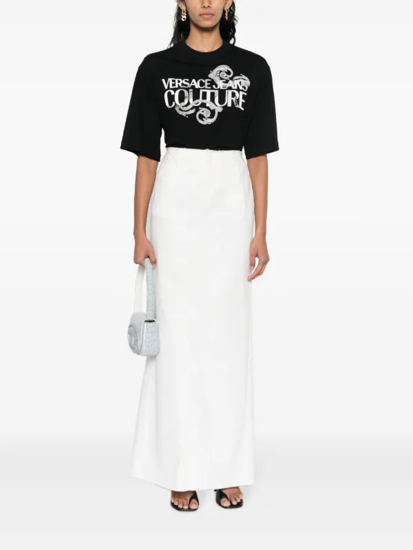 【関税込み】Versace Jeans Couture Tシャツ Versace Jeans Couture ロゴ Tシャツ | ブラック | FARFETCH JP