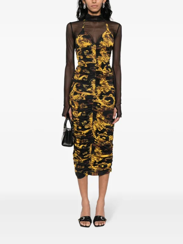 ワンピース VERSACE JEANS ASYMMETRICAL MIDI DRESS Asymmetric Midi Dress Orange | VERSACE US