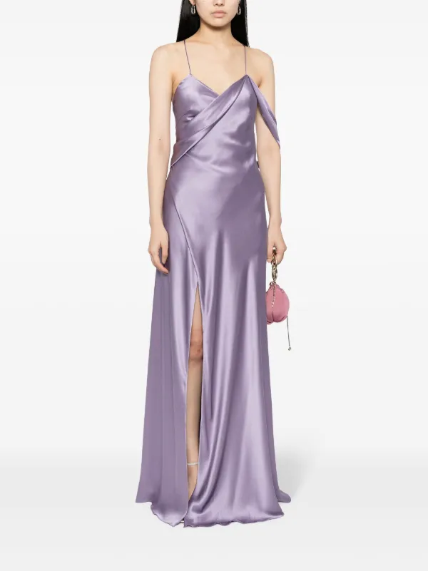 fitted lace wedding dress Shop Purple One Shoulder Satin Maxi Dress with Side Slit - for Women |  OUTZIDR