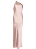 Michelle Mason one-shoulder bias silk gown - Pink