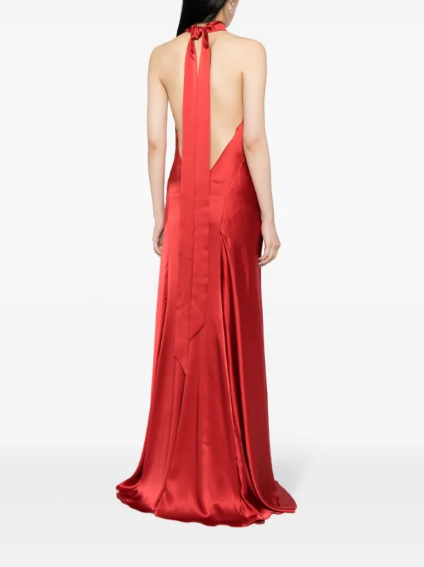 Michelle Mason Halterneck Silk Gown | Red