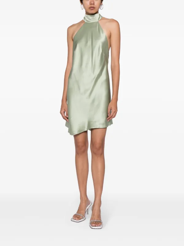 high neck green silk dress Dresses: Rosette Check Mini Dress - Ivy Check main image 0