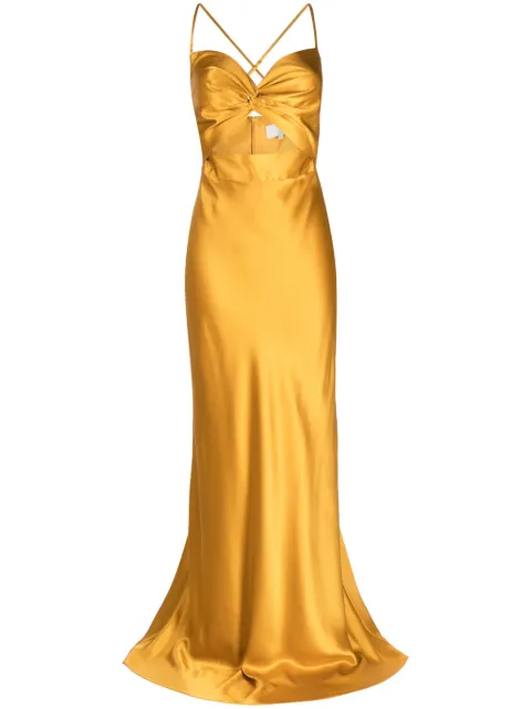 Michelle Mason twisted-bodice silk gown