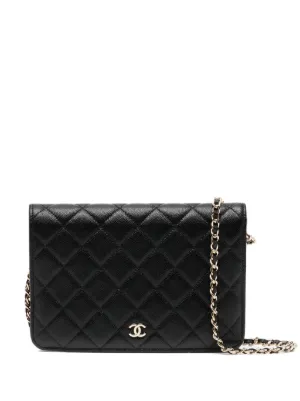 CHANEL Pre Owned 2021 diamond quilted wallet on chain Farfetch