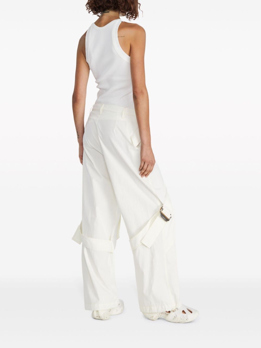 Shop Dion Lee Buckle-detail Fine-ribbed Tank Top In White