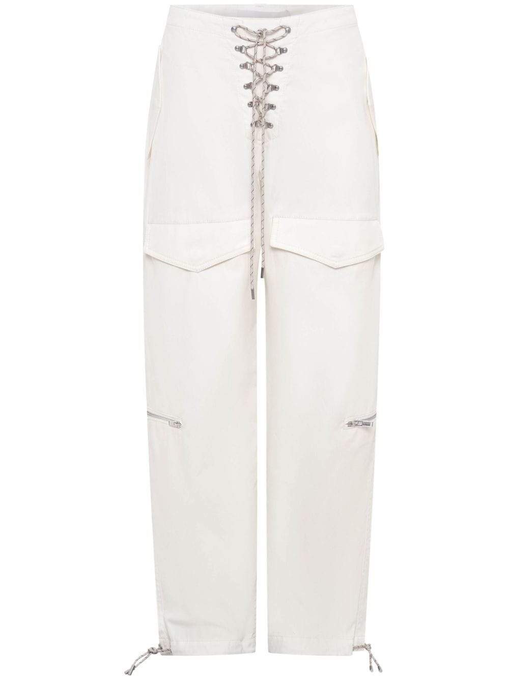 Dion Lee Lace-up Twill Cargo Trousers In White