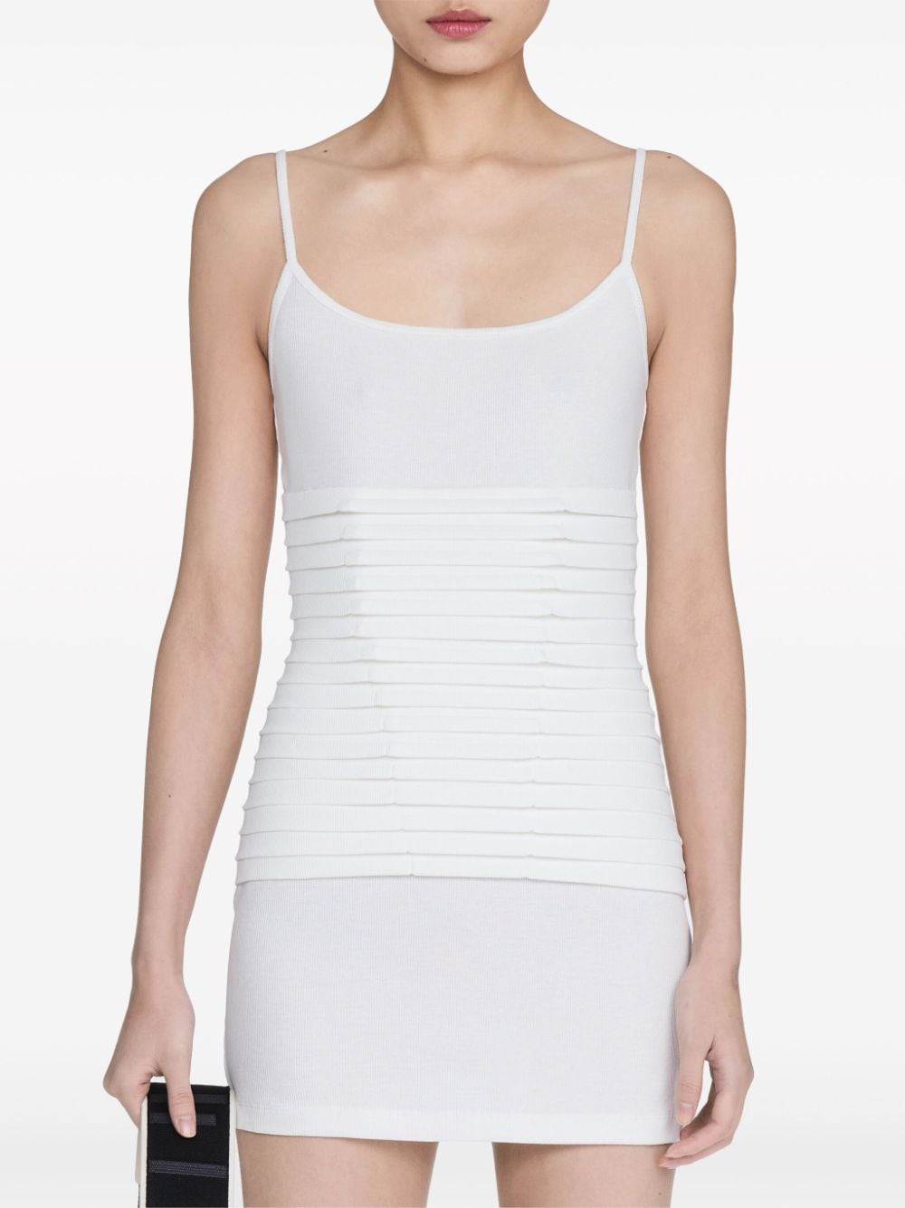 Shop Dion Lee Fine-ribbed Pleated Minidress In Weiss