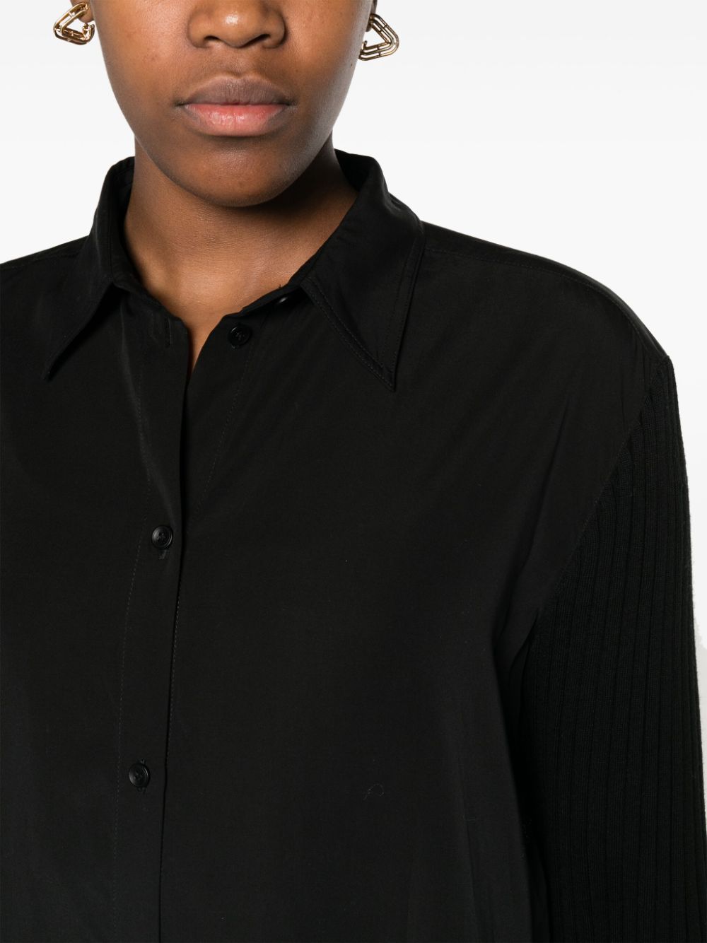 Shop Totême Bi-material Shirt In Black