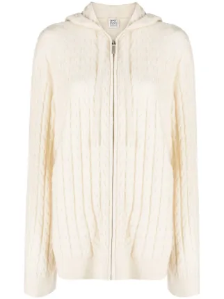TOTEME cable-knit zip-up Hoodie | White | FARFETCH