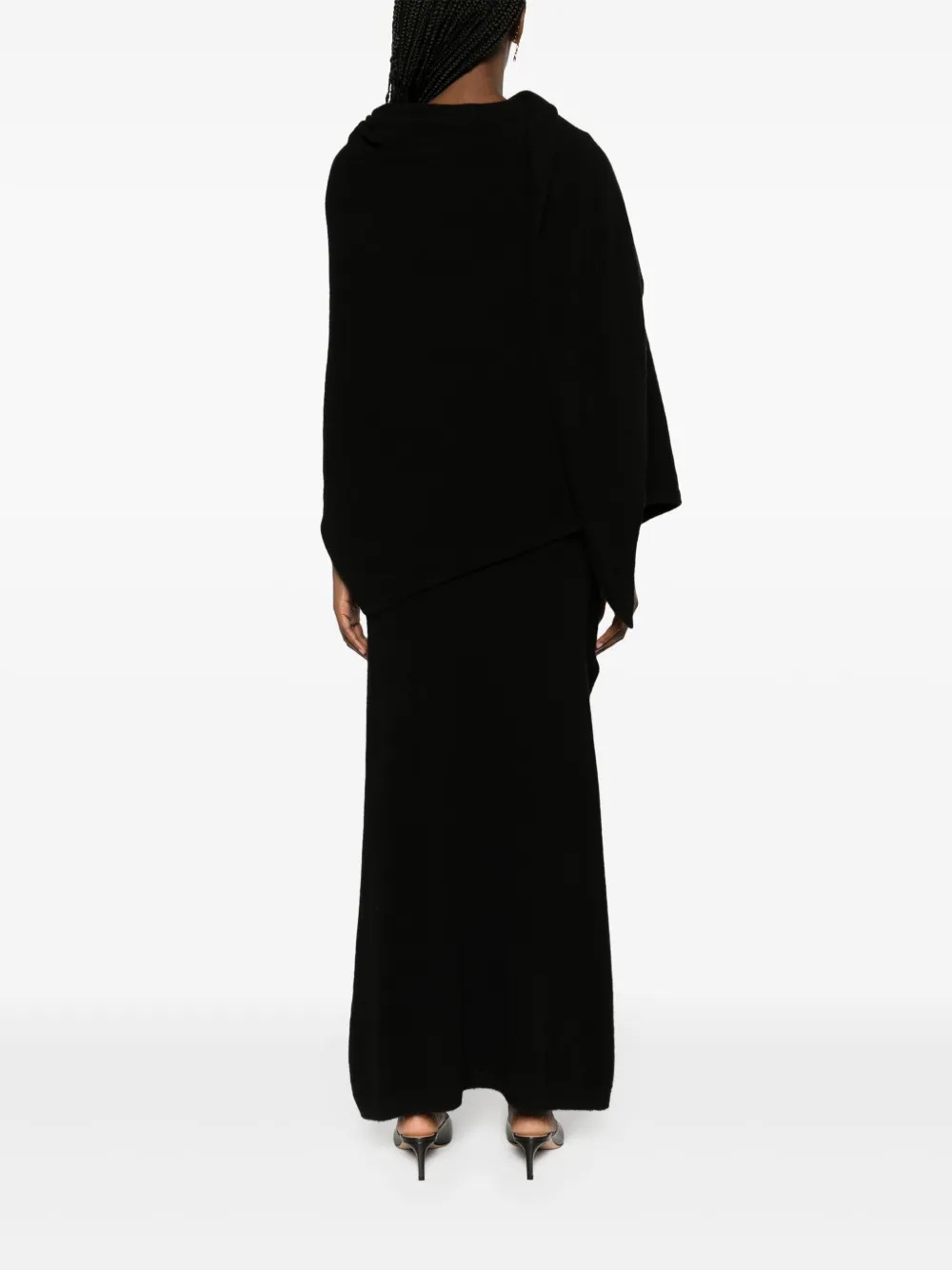 Shop Totême Detachable-shawl Cashmere Maxi Dress In Black