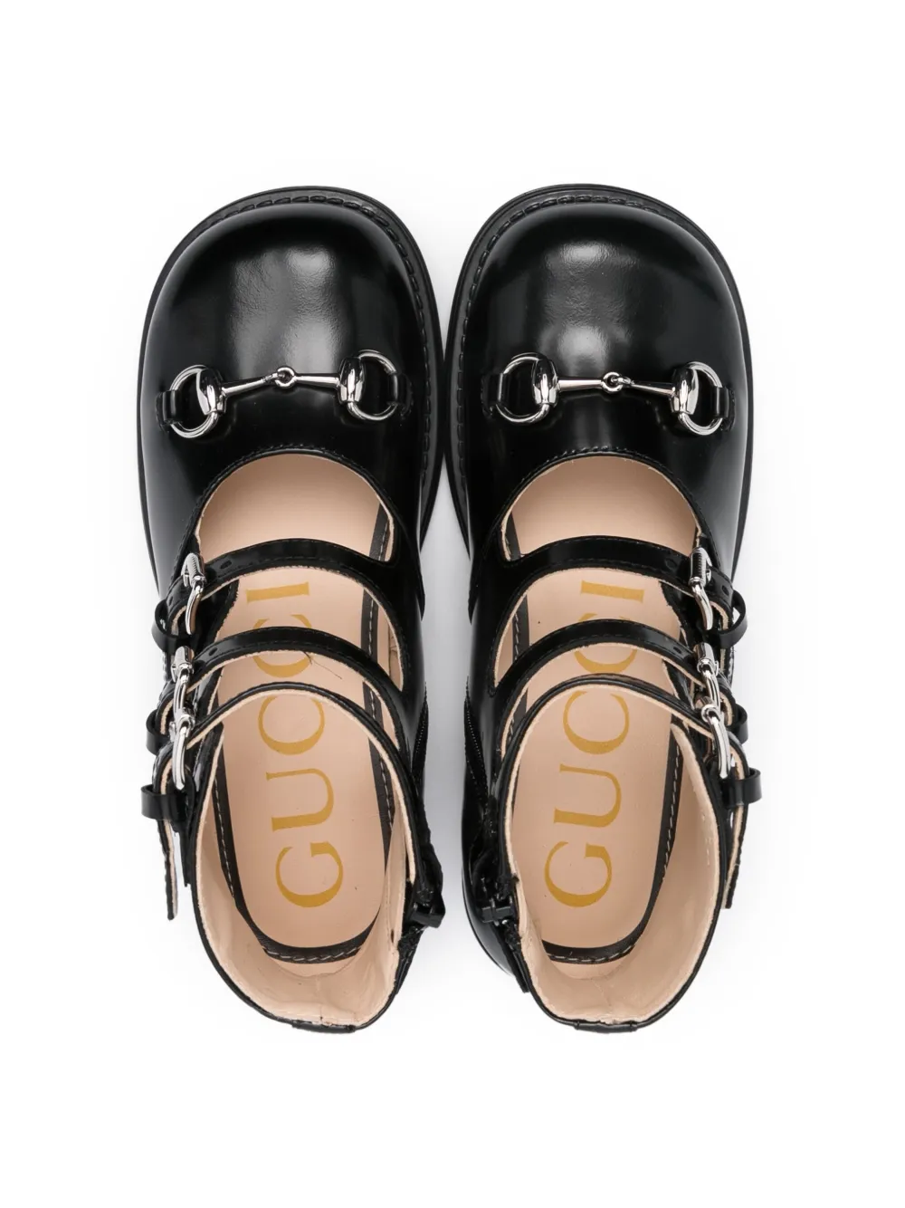 Gucci Kids Horsebit-detail leather ballerinas Black