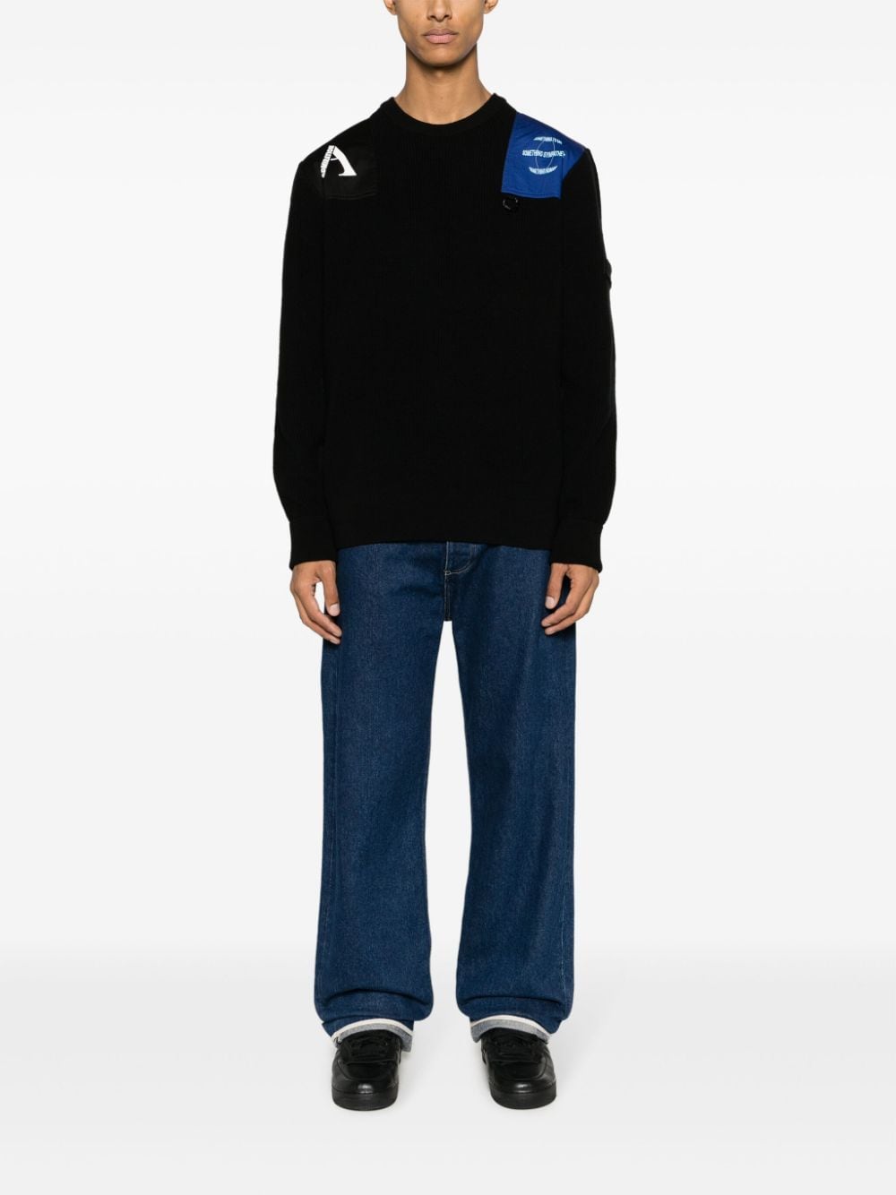 Raf Simons X Fred Perry patch-details wool jumper - Zwart