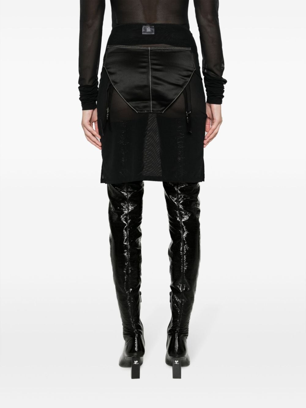 Shop Vaquera Underwear Patch Mesh-design Skirt In Black