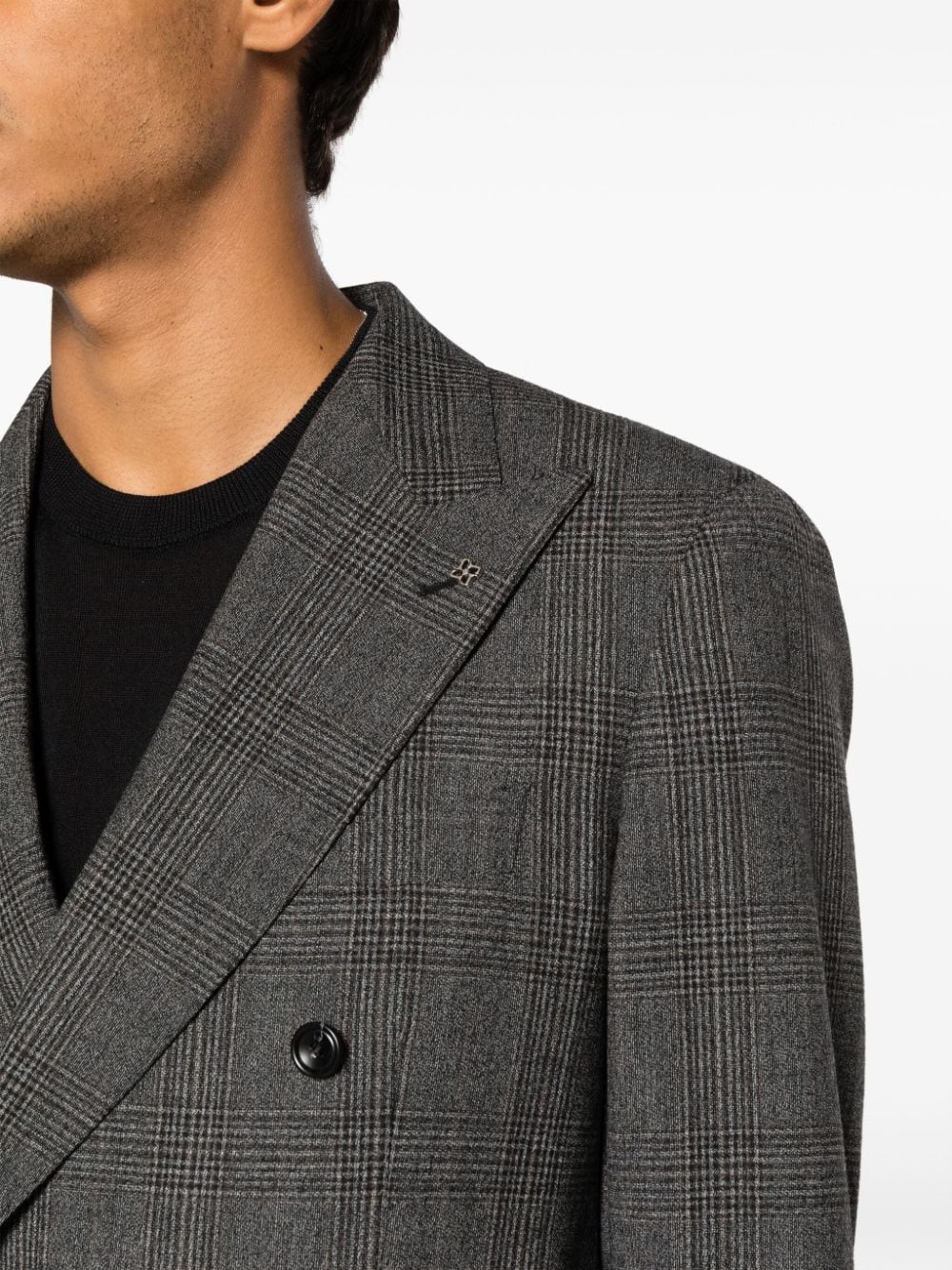 Shop Tagliatore Check-pattern Double-breasted Suit In Grau