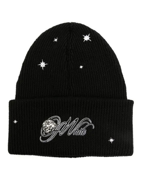 Off-White crystal-embellished logo beanie