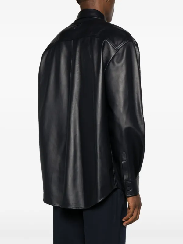 Off-White Panelled Lambskin Overshirt | Blue | FARFETCH