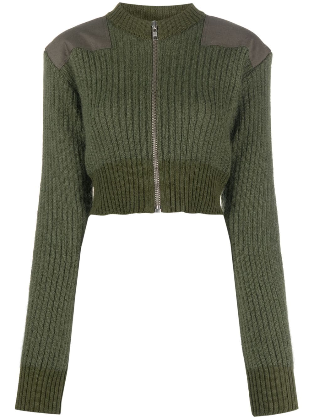 VAQUERA PANELLED RIBBED-KNIT CROPPED CARDIGAN