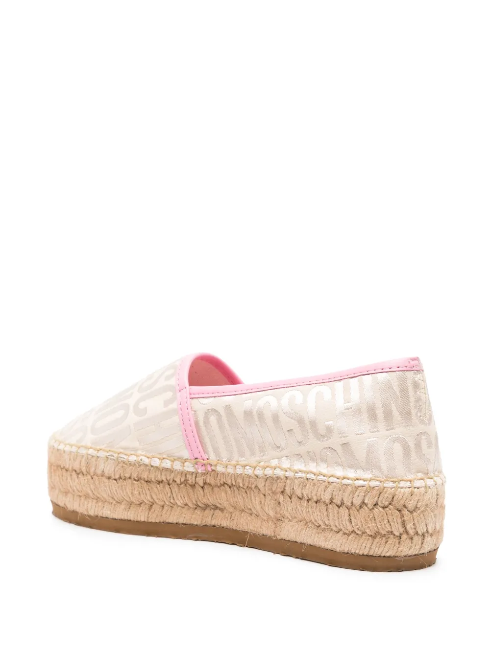 Shop Moschino Logo-jacquard Flatform Espadrilles In Neutrals