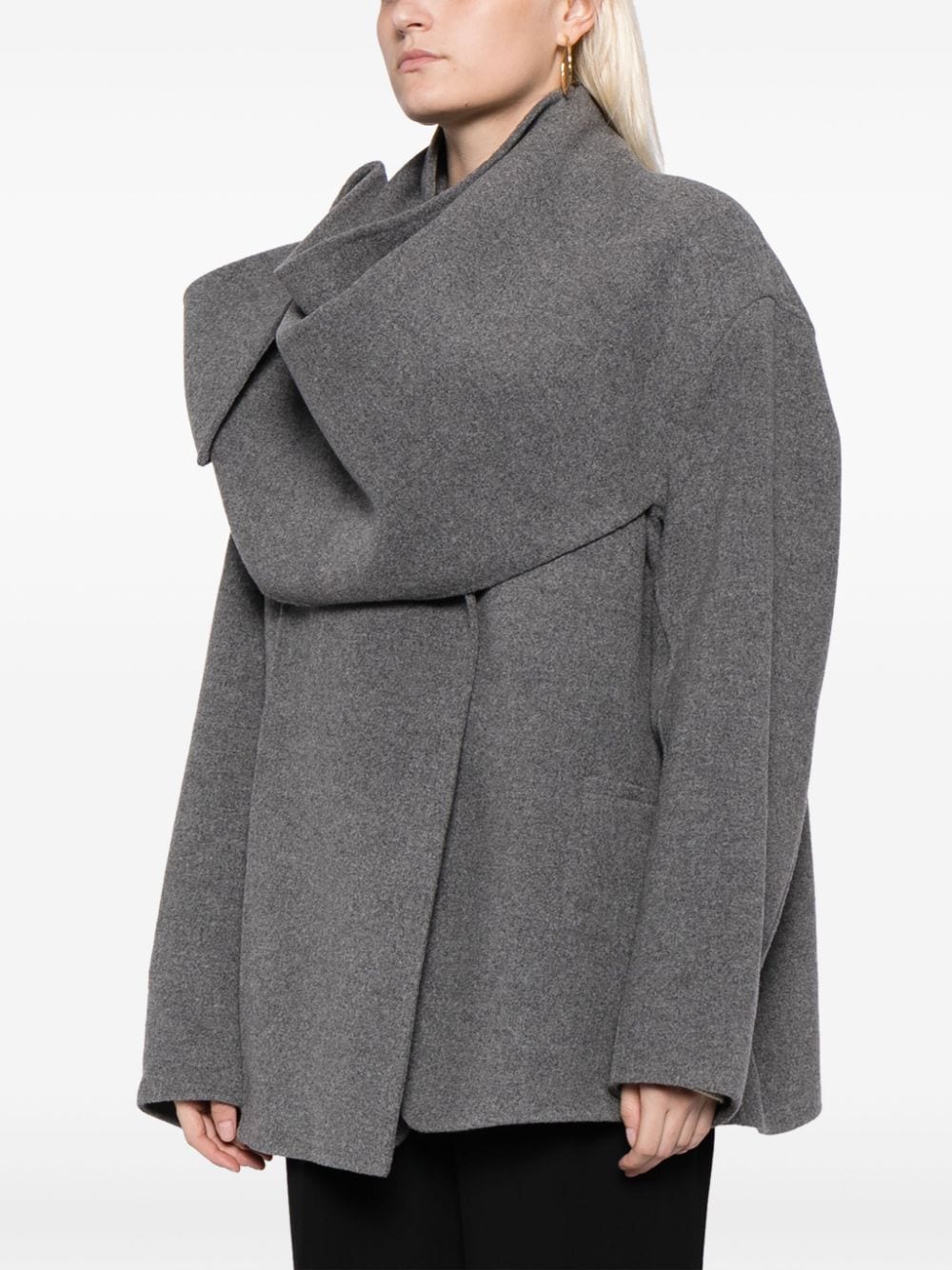 Shop Jnby Wrap-design Wool-blend Jacket In Grey