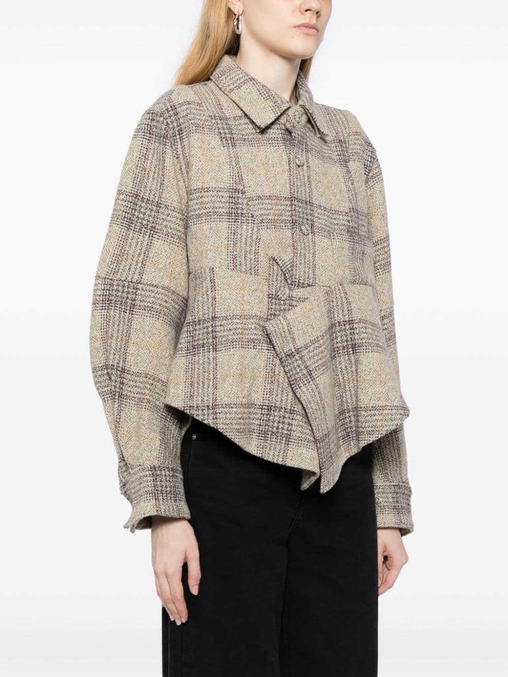 Shop Jnby Check-print Wool Jacket In Multicolour