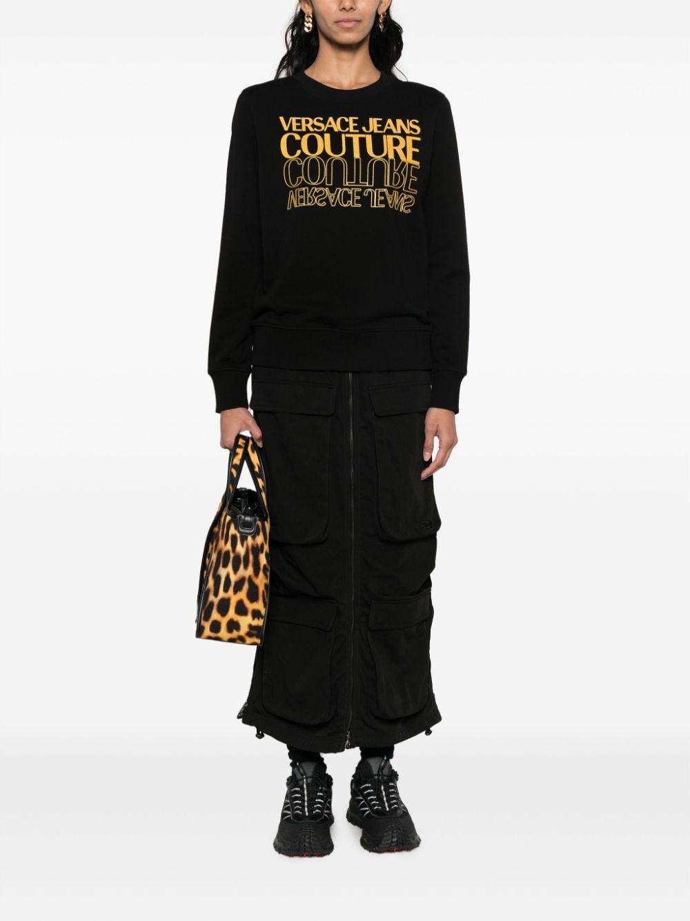 Versace Jeans Couture Trui met logoprint - Zwart