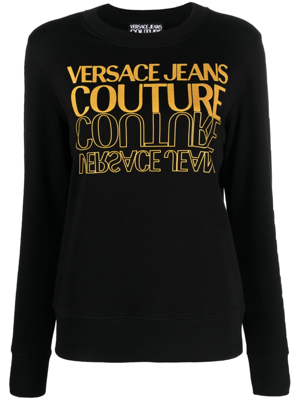Versace Jeans Couture Pullover Mit Logo-print In Schwarz