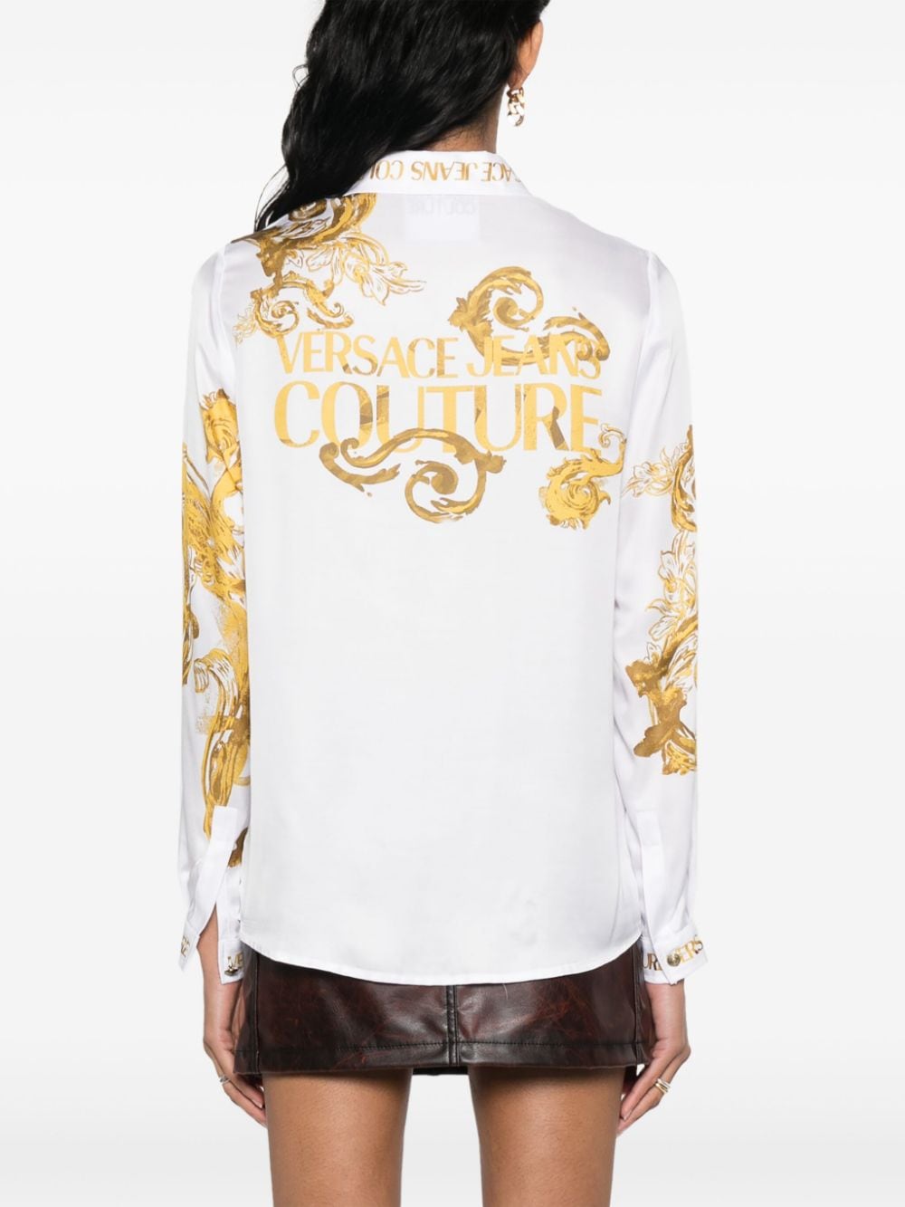 Shop Versace Jeans Couture Chain Couture-print Logo Shirt In White
