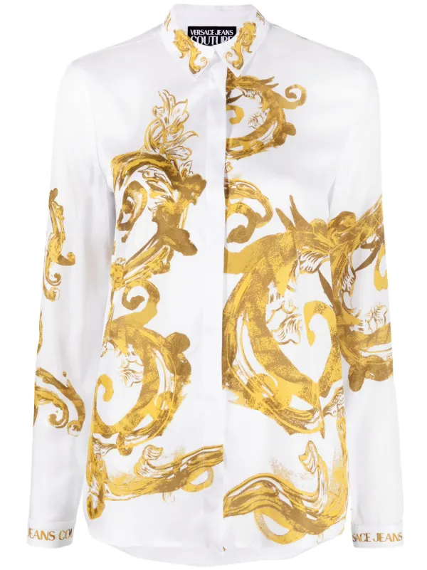 Tシャツ・カットソー VERSACE Women Tops 10188981A136141W000 White White T-shirt with appliqué and draping Versace - Vitkac AS