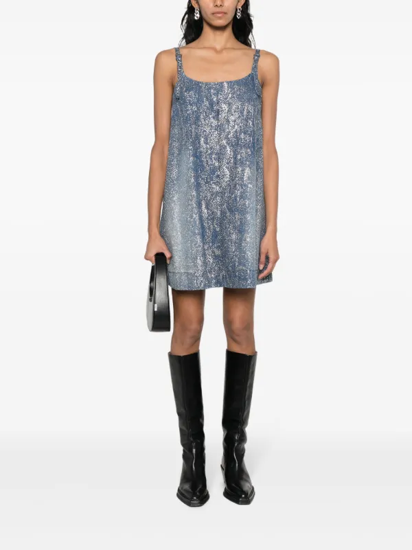Versace Jeans Couture Lamé Shift Denim Dress | Blue | FARFETCH