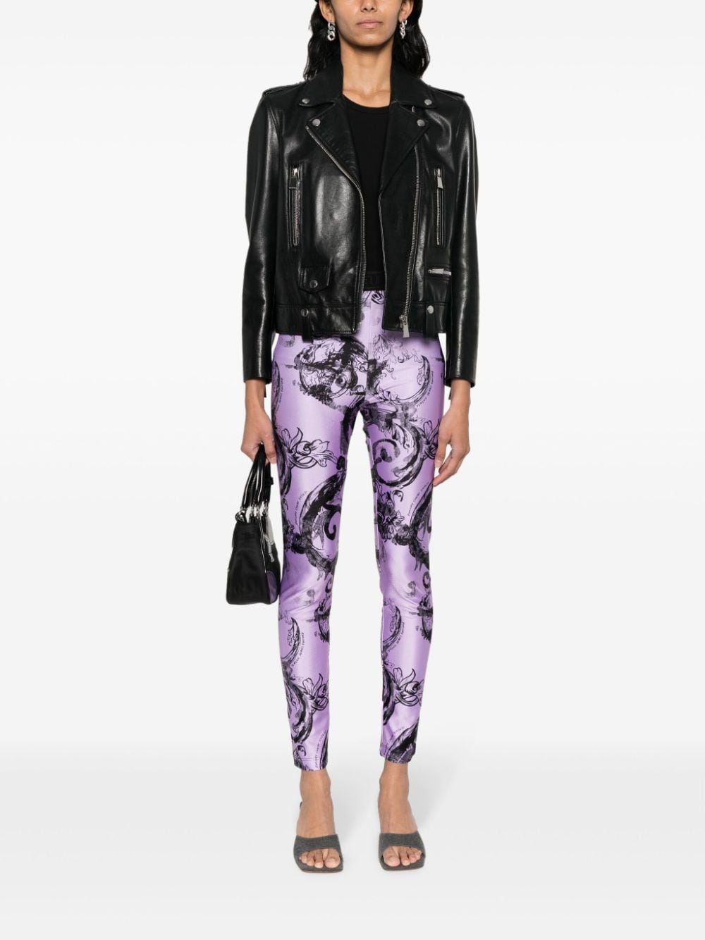 Versace Jeans Couture Legging met logoband Paars