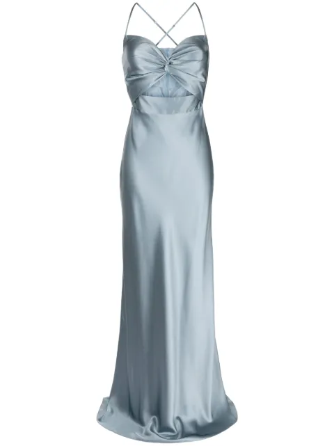 Michelle Mason twist-detail silk maxi dress