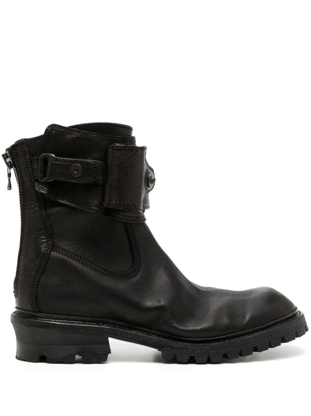 Shop Julius Round-toe Leather Boots In Black