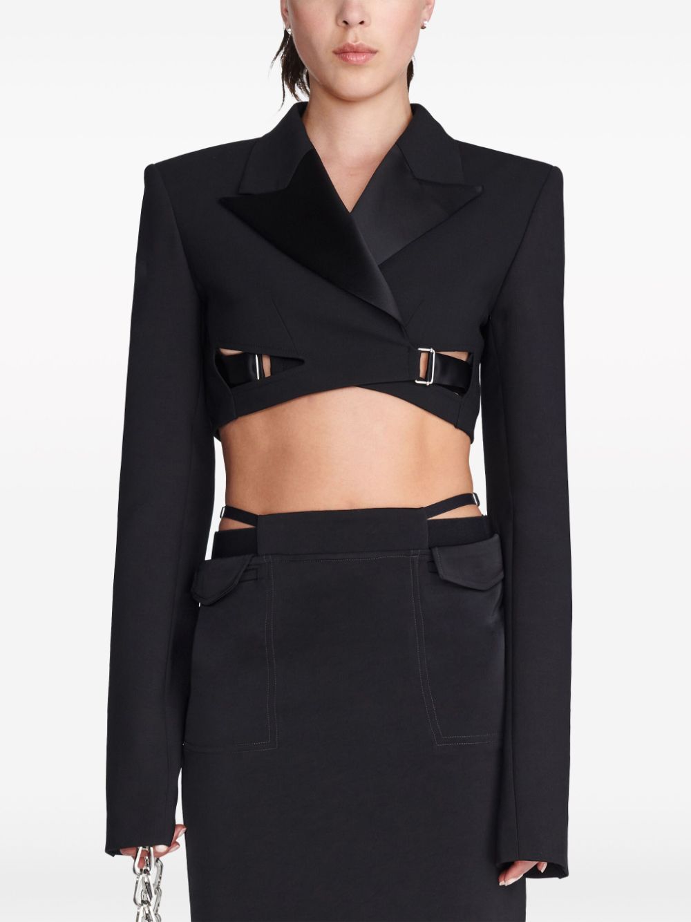 Shop Dion Lee Interlock Tuxedo Cropped Blazer In Black