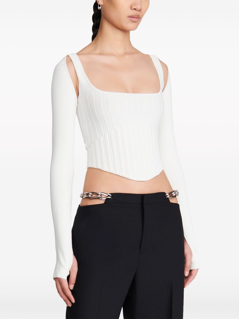 Shop Dion Lee Long-sleeve Corset Top In White