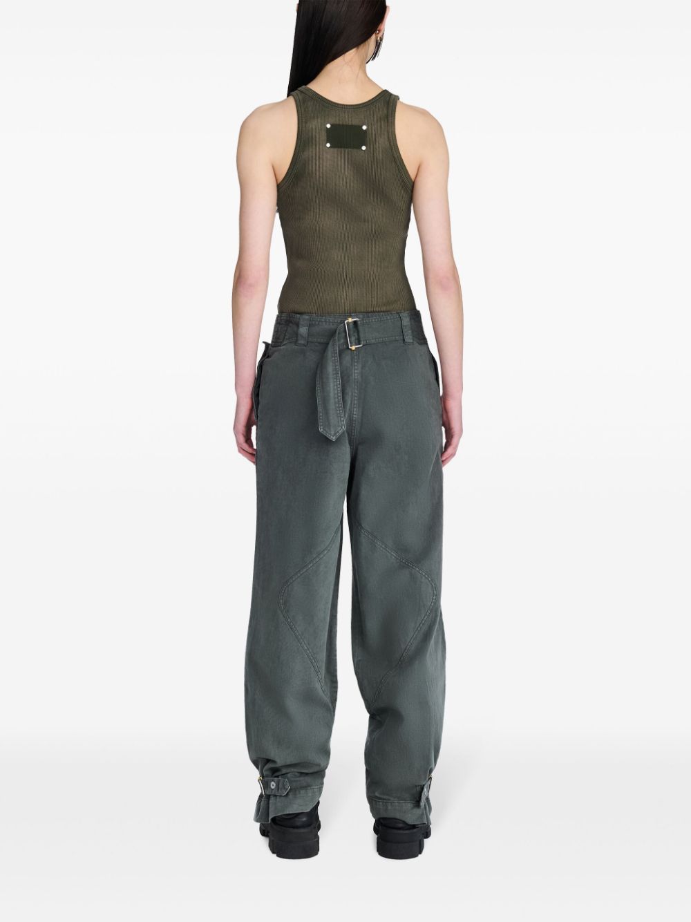 Shop Dion Lee Belted Layered Trousers In Grey