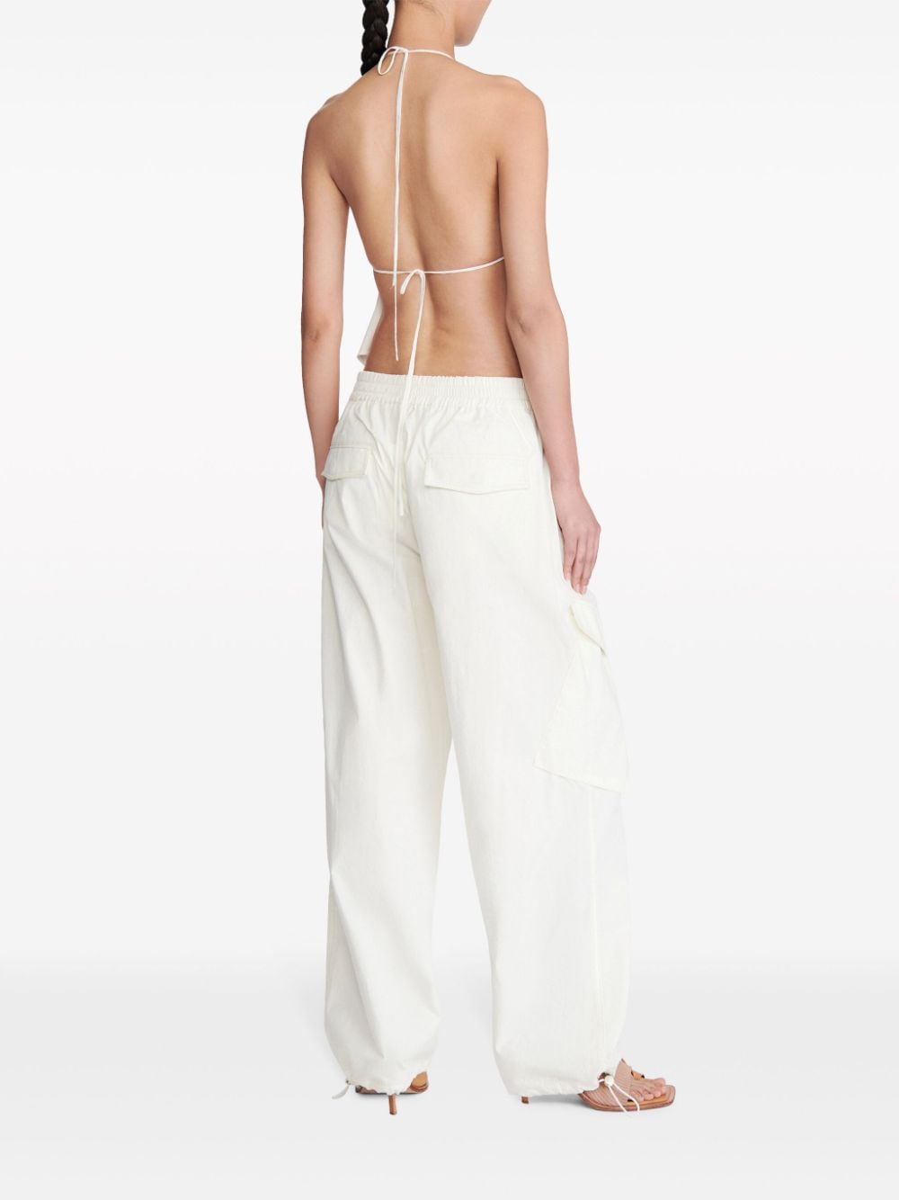 Shop Dion Lee Draped Cropped Top In Weiss