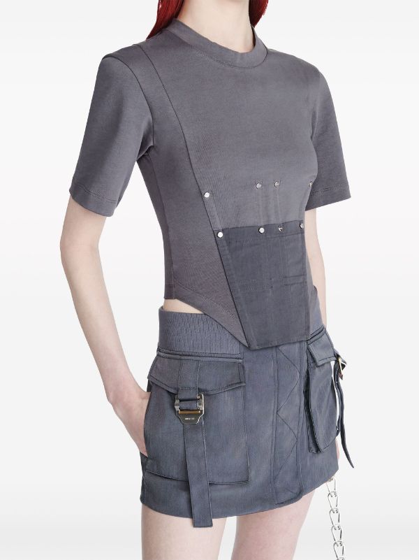 Workwear cotton corset top in black - Dion Lee