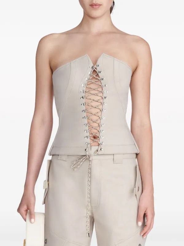 トップス DION LEE Dion Lee Panelled Zipped Bustier Top | Grey | FARFETCH