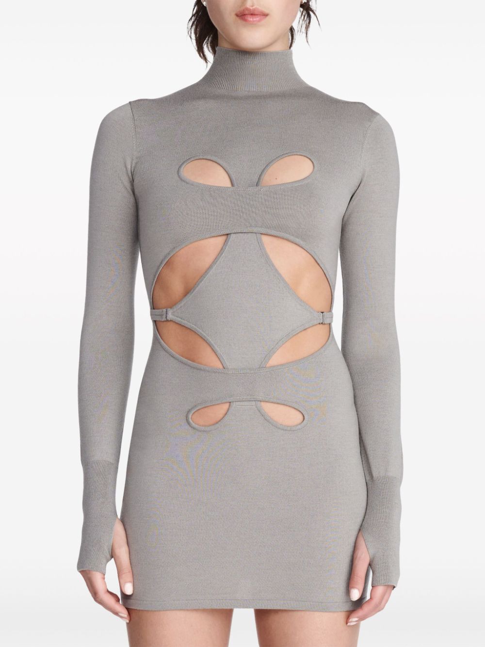 Shop Dion Lee Mobius Loop Cut-out Minidress In Grey