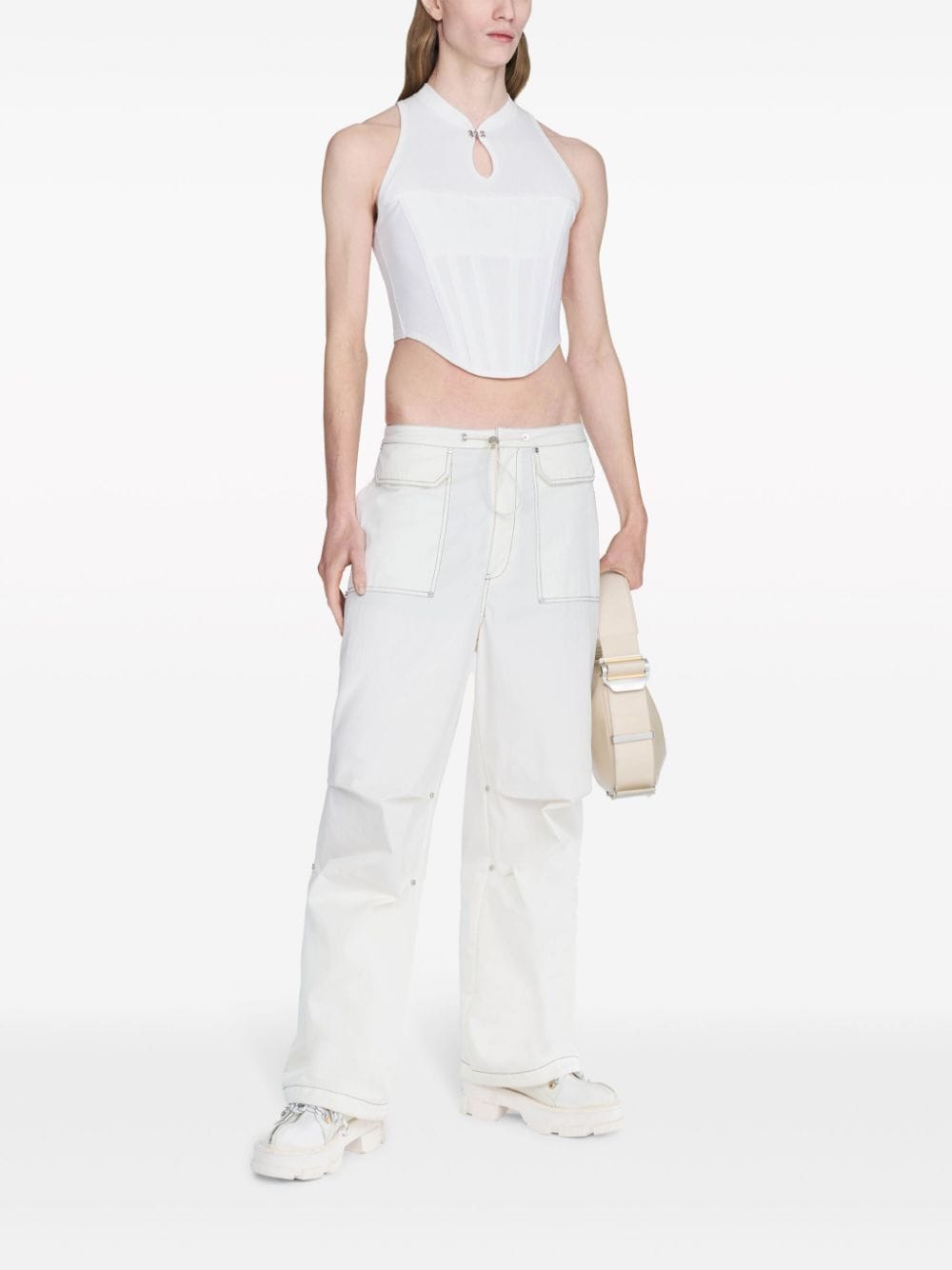 Shop Dion Lee Organic-cotton Corset Top In White