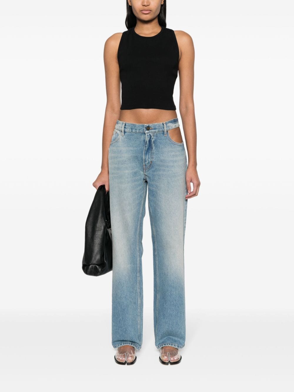 Shop Gauchère Low-rise Wide-leg Jeans In Blau