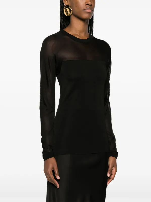 TOTEME semi-sheer Panelled Top | Black | FARFETCH