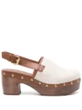 Moschino 75mm logo-print leather clogs - Neutrals
